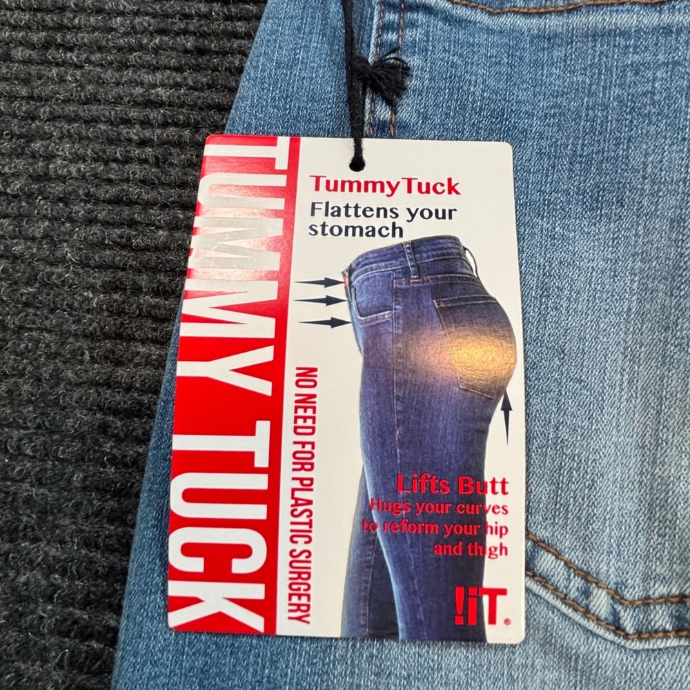 !iT Tatiana Tummy Tuck Denim Skirt Light Wash Button‎ Fly Size 16 NWT - Picture 4 of 8